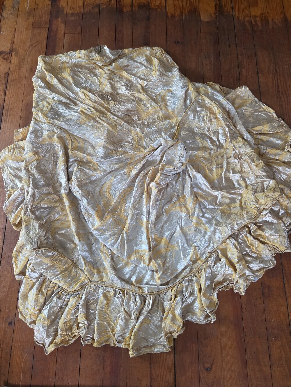 Elegant Gold and Cream Vintage Fabric Repurpose Material